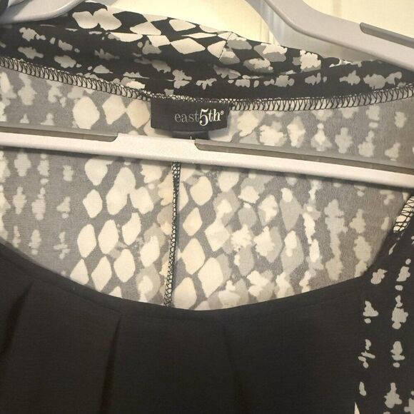 East 5th Silky Polka Dot Cardigan w/ Attached Cami – Black & White, Size Large - Picture 3 of 3